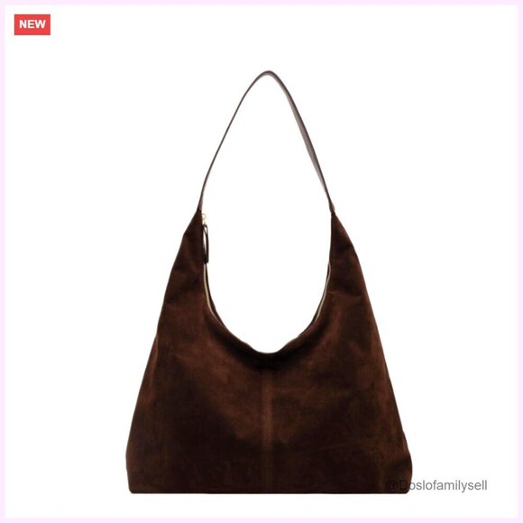 Handbags - Suede Hobo Tote Bag Adjustable Shoulder Strap Spacious Pockets Fall Trendy